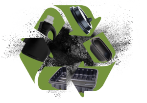 black plastic being recycled